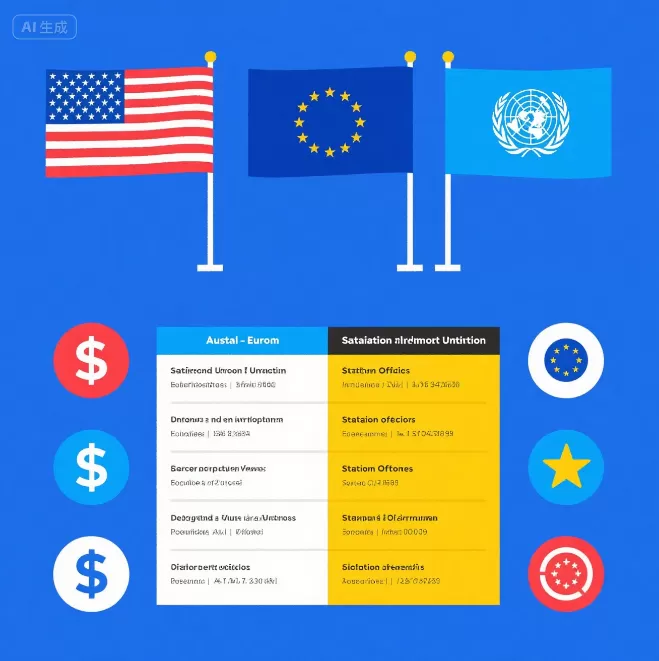 Sanções dos EUA vs UE vs ONU: Qual é a diferença? Guia visual interno